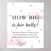 Stars & Pink Clouds Babydusche wie groß ihr Bauch Poster (Vorne)