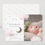 Stars & Pink Clouds Foto Girl Baby Ankündigung (Vorne/Hinten)