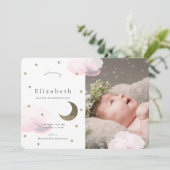 Stars & Pink Clouds Foto Girl Baby Ankündigung (Stehend Vorderseite)