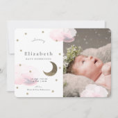 Stars & Pink Clouds Foto Girl Baby Ankündigung (Vorderseite)