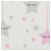 Stars Pink Gray Sleepy Eyes Stoff (Nahaufnahme)