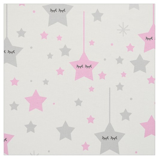 Stars Pink Gray Sleepy Eyes Stoff (Muster)