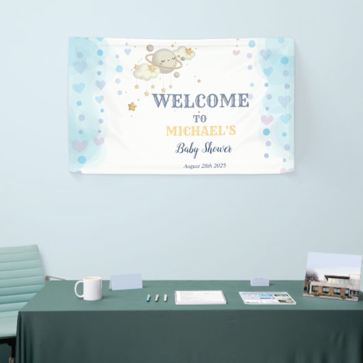 Stars Planet Clouds Blue Baby Dusche Banner (Messeveranstaltung)