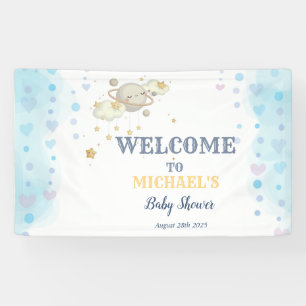 Stars Planet Clouds Blue Baby Dusche Banner