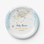 Stars Planet Clouds Blue Baby Dusche Pappteller (Vorderseite)