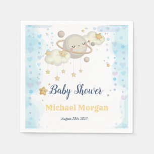 Stars Planet Clouds Blue Baby Dusche Serviette