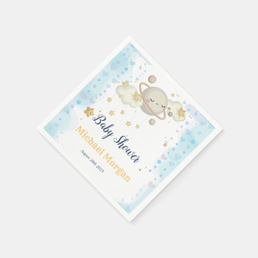 Stars Planet Clouds Blue Baby Dusche Serviette (Ecke)