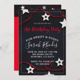 Stars & Red String Sweet Sassy 21. Geburtstag Part Einladung