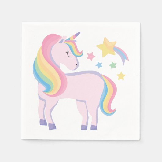Stars & Regenbogen Magisches Einhorn Girl's Birthd Serviette (Vorderseite)
