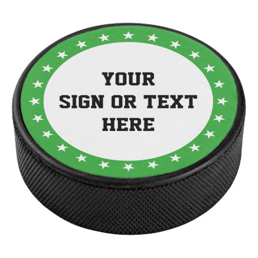 Stars Ring & Dot weiß + Farbe, Zeichen oder Text Eishockey Puck (3/4)