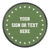 Stars Ring weiß + Farbe, Zeichen oder Text Eishockey Puck (Vorderseite)