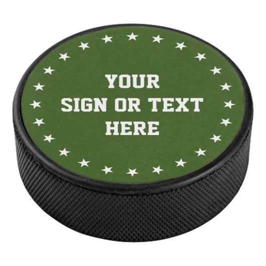 Stars Ring weiß + Farbe, Zeichen oder Text Eishockey Puck (3/4)