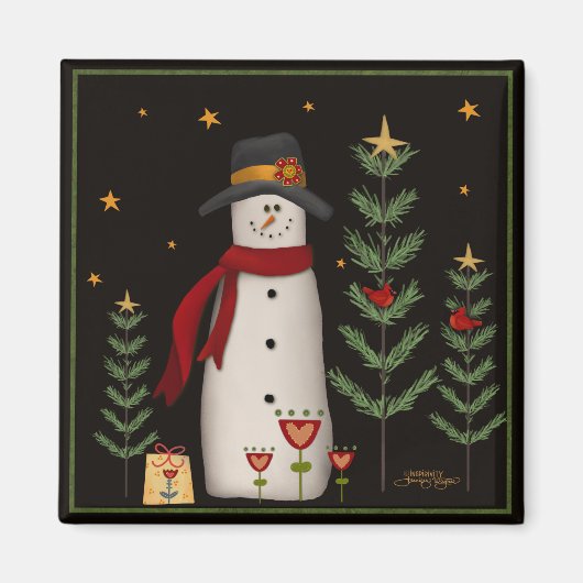 Stars Shopping Snowman Weihnachtsinspirivity Magnet (Vorne)