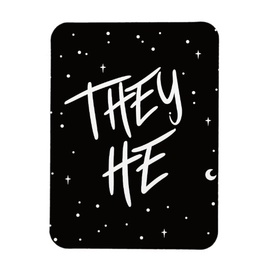 Stars Sie/Er Pronouns Magnet (Vertikal)