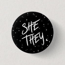 Stars Sie/Sie Pronouns Button