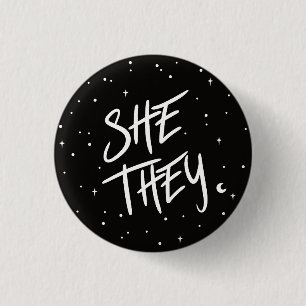 Stars Sie/Sie Pronouns Button