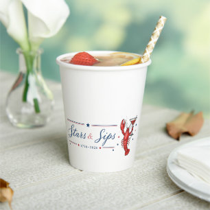 Stars & Sips America 250 Küsten-Sommer Pappbecher