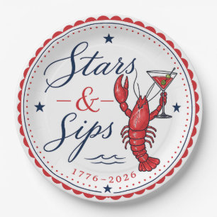 Stars & Sips Fourth of July Amerika 250. Geburtsta Pappteller