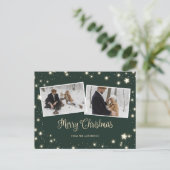 Stars Snow Green Foto Frohe Weihnachten (Stehend Vorderseite)