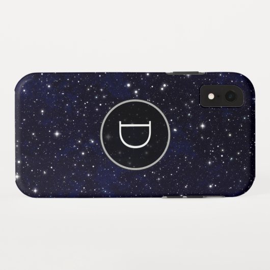 Stars Space Galaxy Blue Cosmos Night Sky Monogram Case-Mate iPhone Hülle (Rückseite (Horizontal))