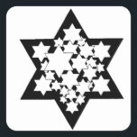 Stars Star von David Quadratischer Aufkleber<br><div class="desc">Schwarzer Stern von David mit vielen weißen Sternen in der Mitte.</div>