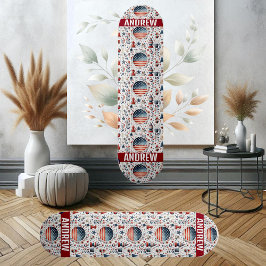 Stars Streifen American Flag Red Blue White Muster Skateboard