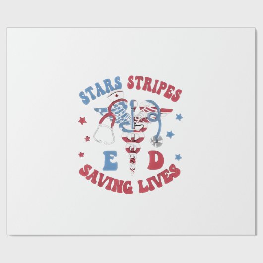 Stars Streifen E D Rettend Leben Geschenkpapier (Flach)
