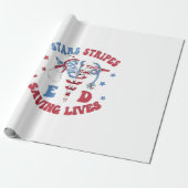 Stars Streifen E D Rettend Leben Geschenkpapier (Ungerollt)