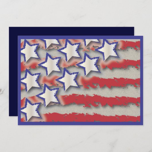 Stars & Streifen Flag 4. Juli Party Einladung (Vorne/Hinten)