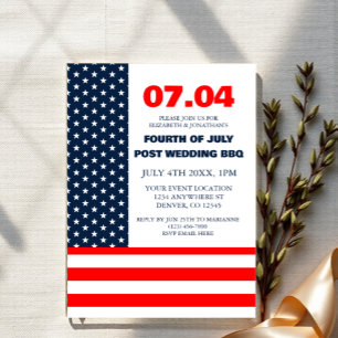 Stars & Streifen Flag 4. Juli Post Wedding GRILLEN Acryleinladungen