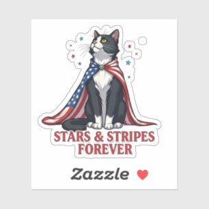 Stars & Streifen für immer - Patriotische Katze Aufkleber