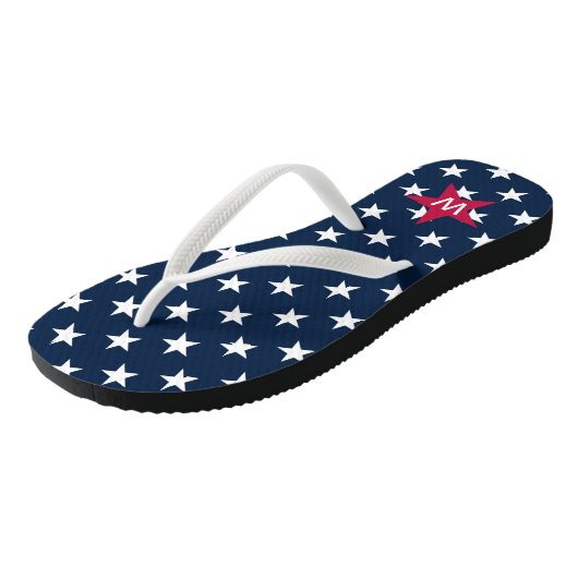 Stars Streifen Mit Monogramm Flip Flops Badesandalen (Schrägansicht)