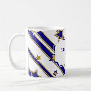 Stars & Streifen Muster Gold blau + Ihre Ideen Kaffeetasse