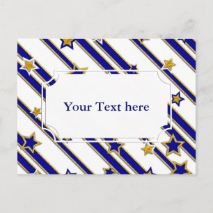 Stars & Streifen Muster Gold blau + Ihre Ideen Postkarte