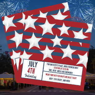 Stars Streifen Rot Weiß und Blau 4. Juli Party Feiertagskarte