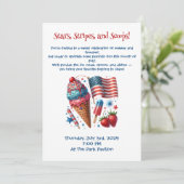 Stars, Streifen und Schaufeln Einladung (Stehend Vorderseite)