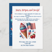 Stars, Streifen und Schaufeln Einladung (Vorne/Hinten)