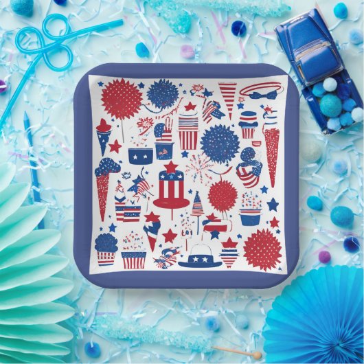 Stars, Streifen und Shenanigans Square Papierplatt Pappteller (Party)