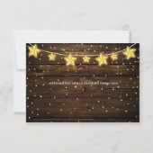 Stars String Lights Rustic Wood Wedding RSVP Card Karte (Rückseite)