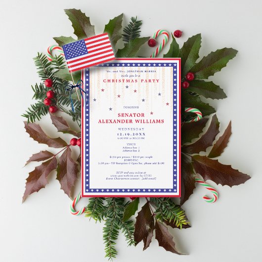 Stars & Stripes American Flag Christmas Fundraiser Einladung