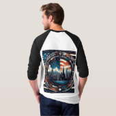 "Stars, Stripes, and Style: Trendy US-Inspired Tee (Schwarz voll)