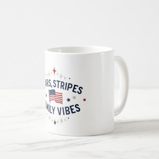 Stars Stripes Family Vibes Patriotische Tasse USA (VorderseiteRechts)