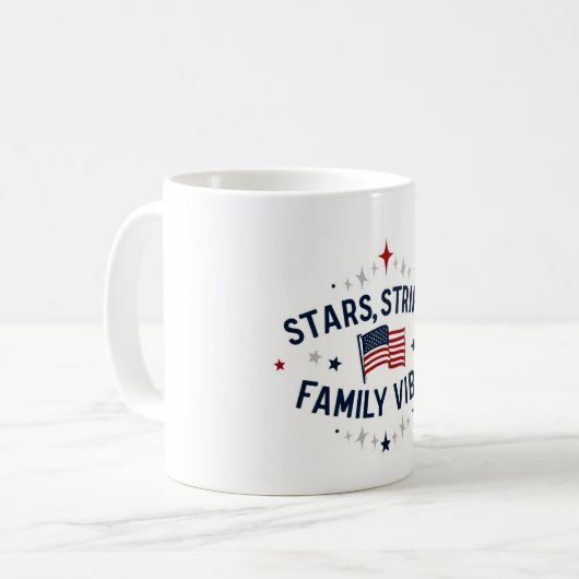 Stars Stripes Family Vibes Patriotische Tasse USA (Vorderseite Links)