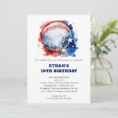 Stars Stripes Kinder Baseball Geburtstag Einladung (Stehend Vorderseite)