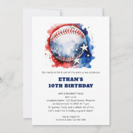 Stars Stripes Kinder Baseball Geburtstag Einladung