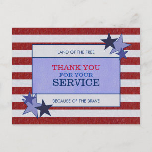 Stars Stripes Leather Patriotic Veteran Vielen Dan Postkarte