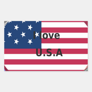 Stars & Stripes & Liebe: Ein Patriotic USA Design Rechteckiger Aufkleber