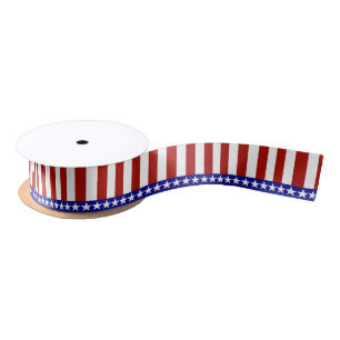 Stars & Stripes of Red White and Blue Satinband