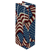 Stars & Stripes Red Blue USA Fahnen Geschenktüte Für Weinflaschen (Vorderseite Schrägansicht)