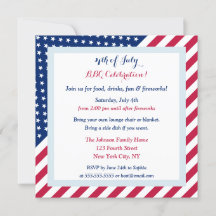 Stars Stripes Red White Blue 4. Juli GRILLEN Party
